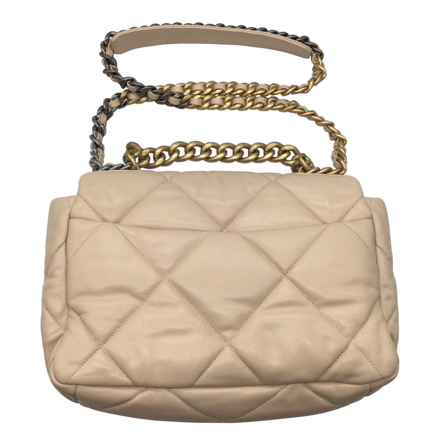 Chanel 19 Nineteen Large Bag 2WAY Chain Shoulder Lambskin Beige Vintage