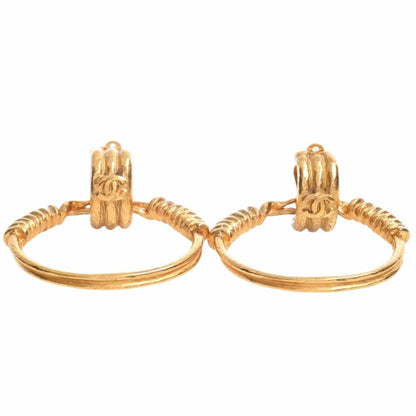 CHANEL Cocomark hoop earrings gold ladies