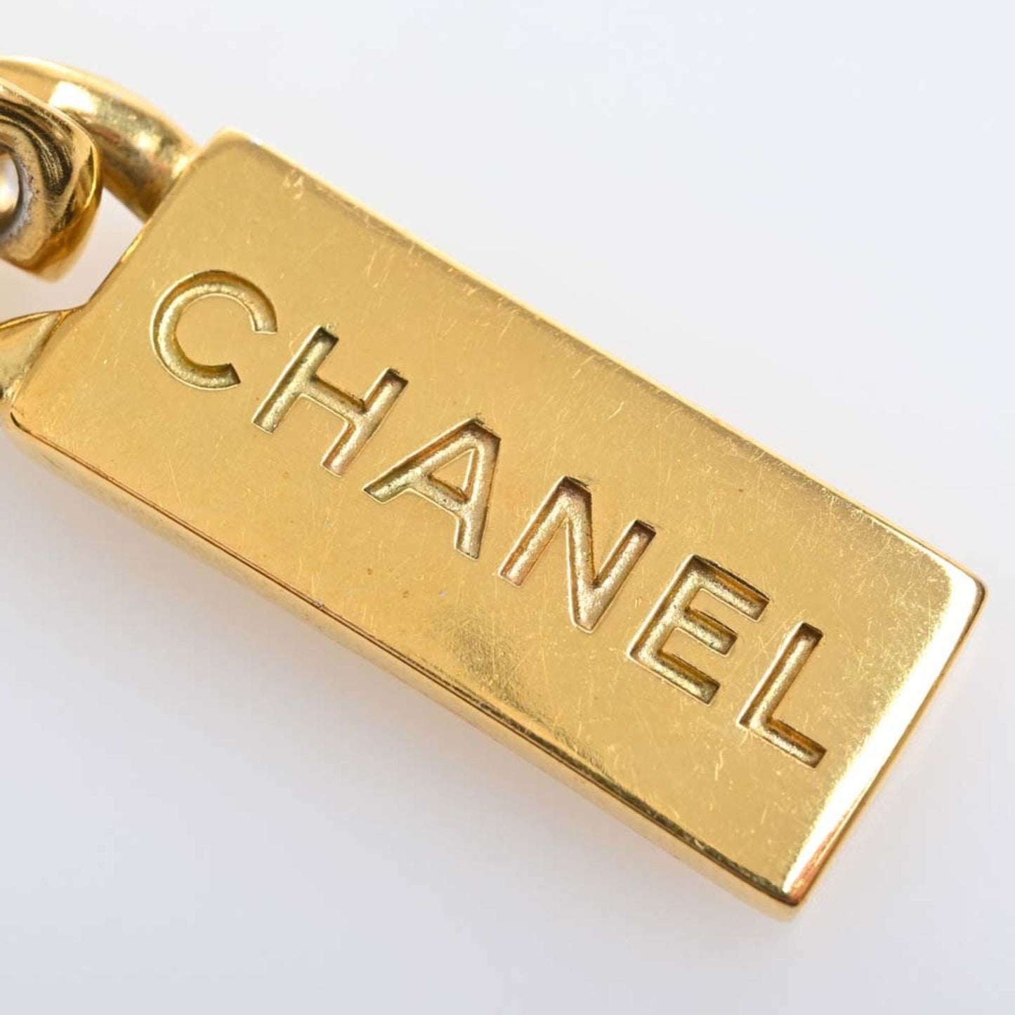 CHANEL Rhinestone plate earrings gold ladies