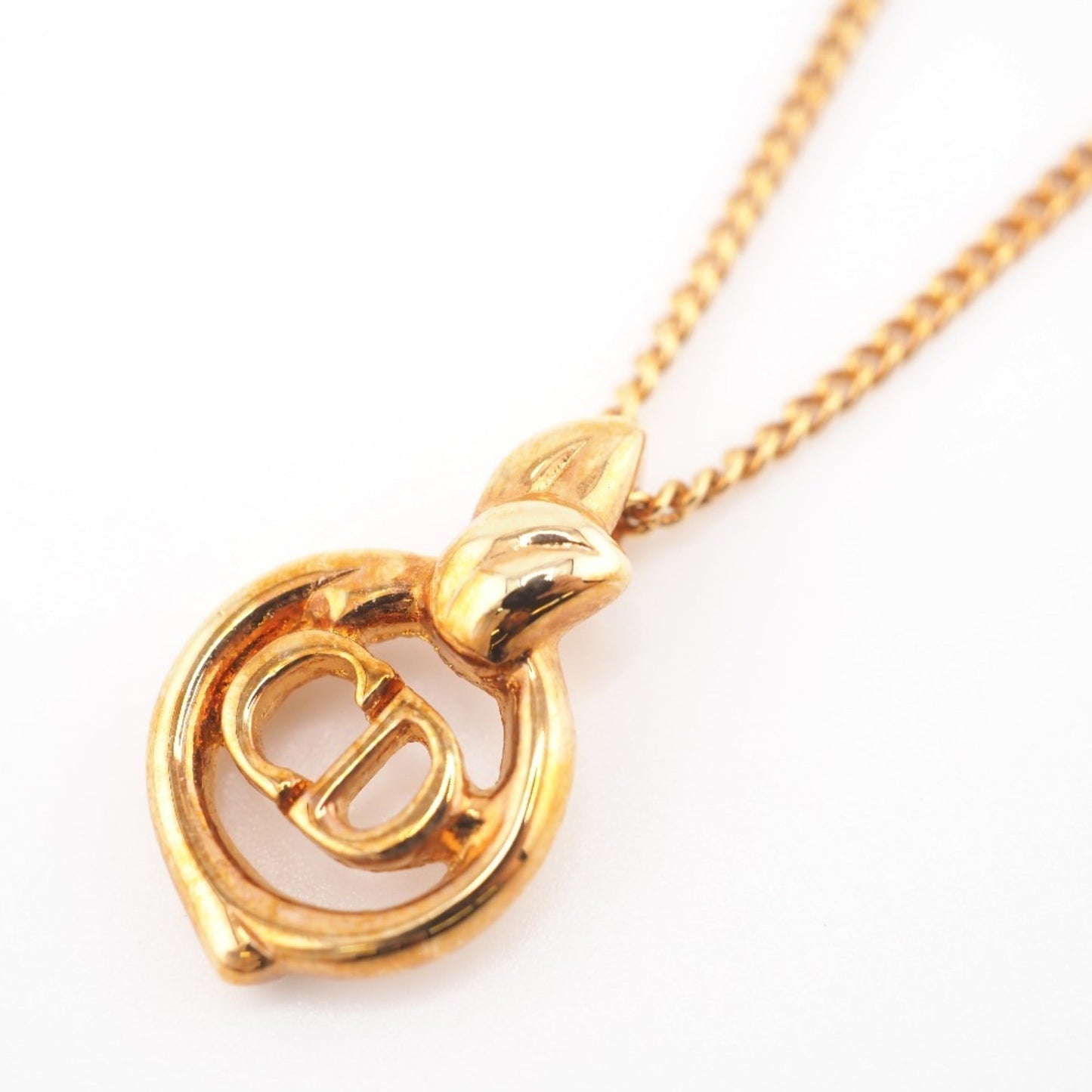 CHRISTIAN DIOR/ CD Logo Necklace Gold Women's