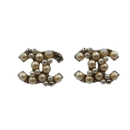 CHANEL imitation pearl here mark earrings