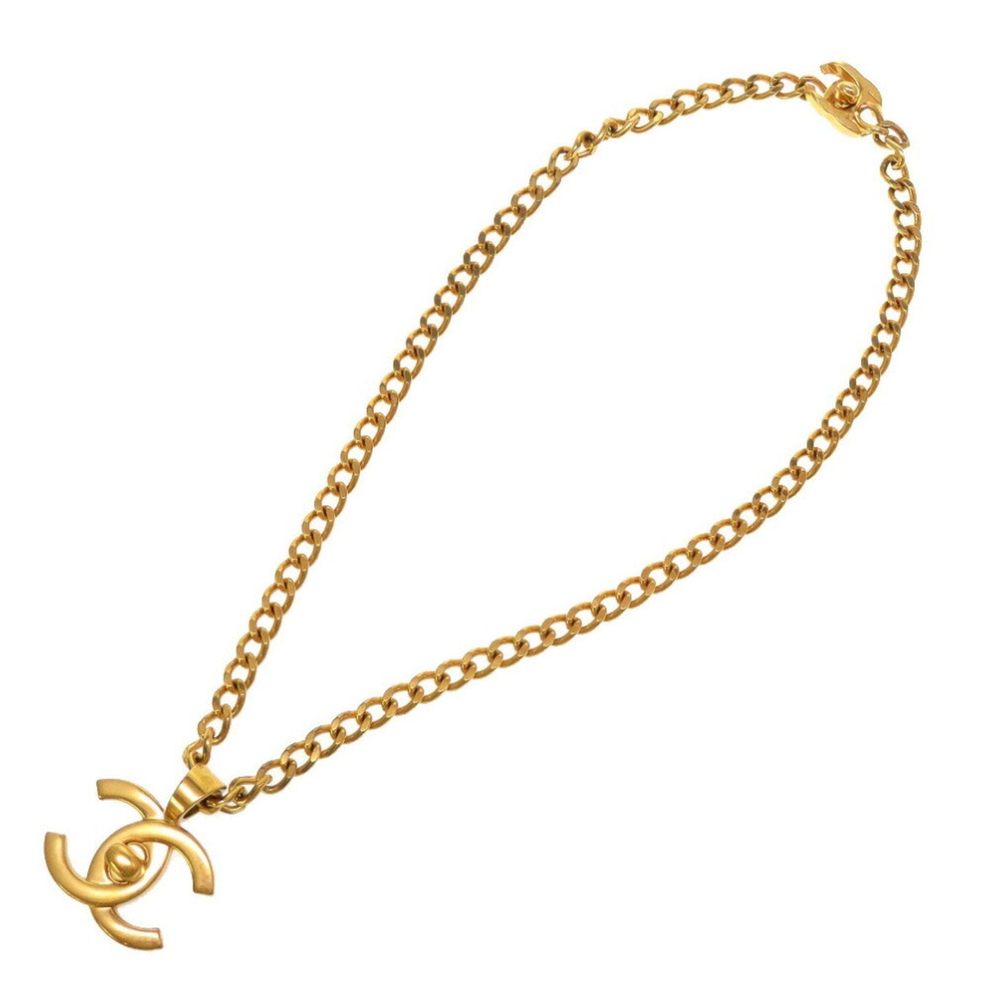 CHANEL Turnlock Cocomark 97P Gold Chain Necklace