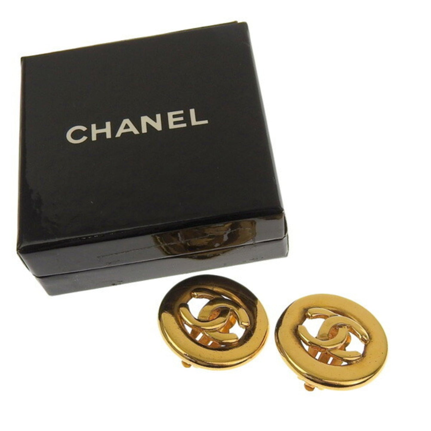 CHANEL Cocomark round earrings gold ladies