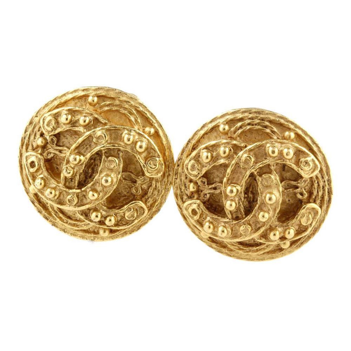 Chanel here mark logo stud earrings vintage antique 94A