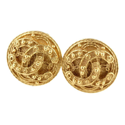 Chanel here mark logo stud earrings vintage antique 94A