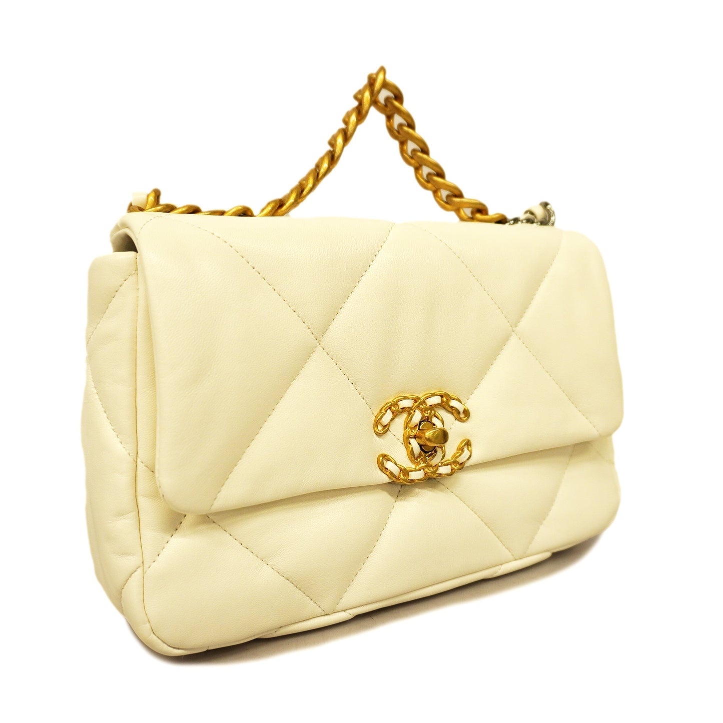 CHANEL   1.9 Chain Shoulder Women's Leather Shoulder Bag White