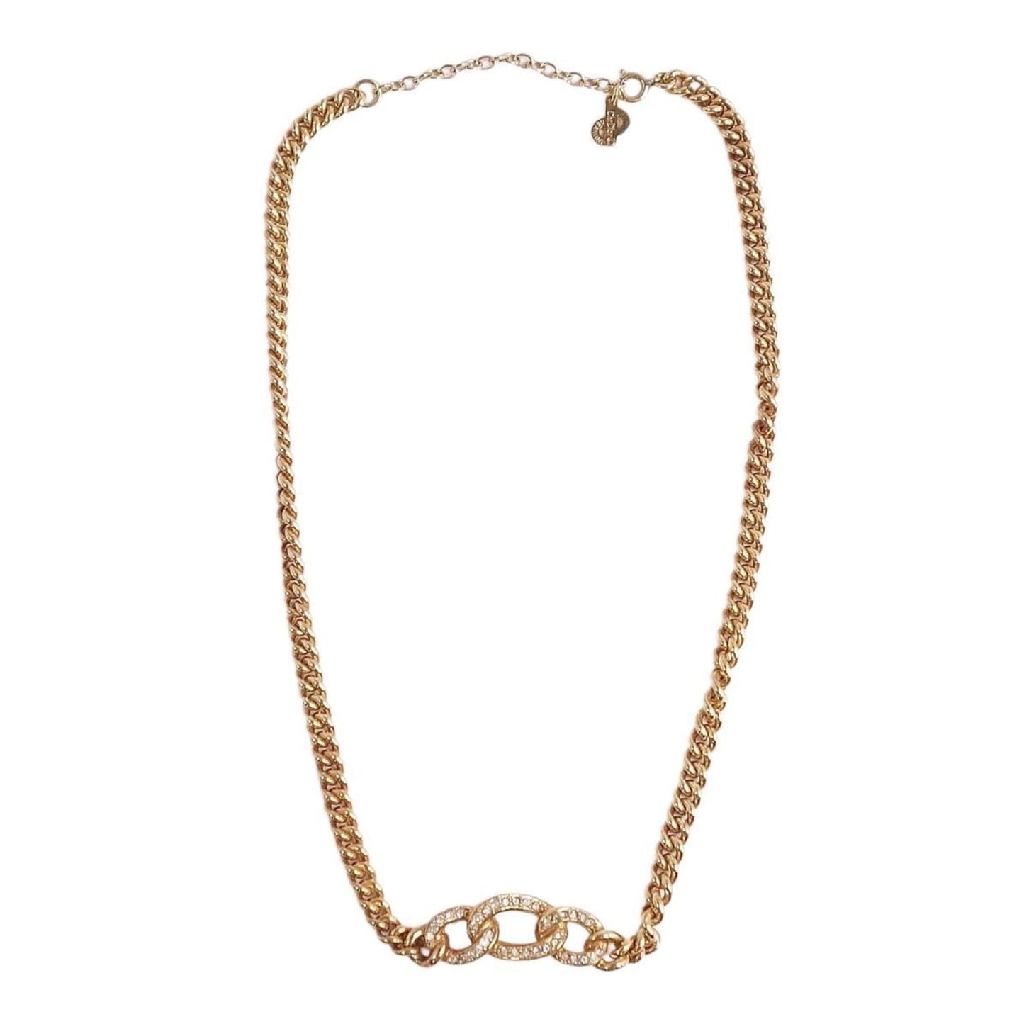 CHRISTIAN DIOR Necklace Choker Rhinestone Women's Gold