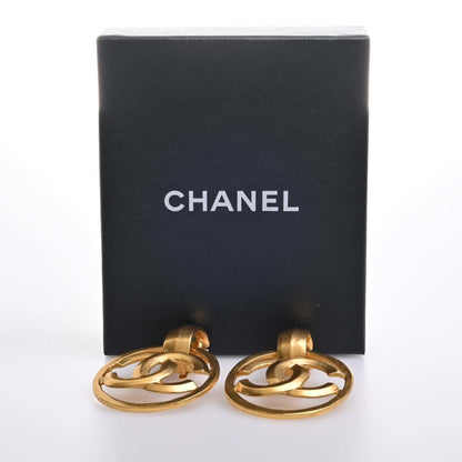 CHANEL Cocomark circle earrings gold ladies