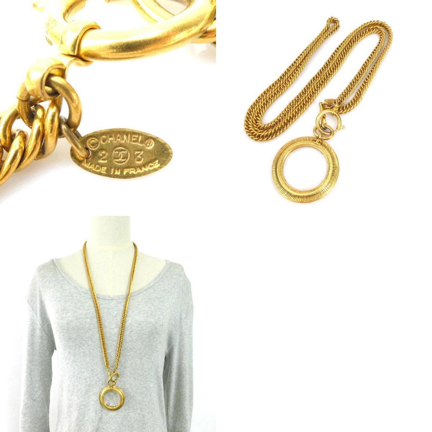 CHANEL Necklace Coco Mark Loupe Pendant Metal Gold Ladies