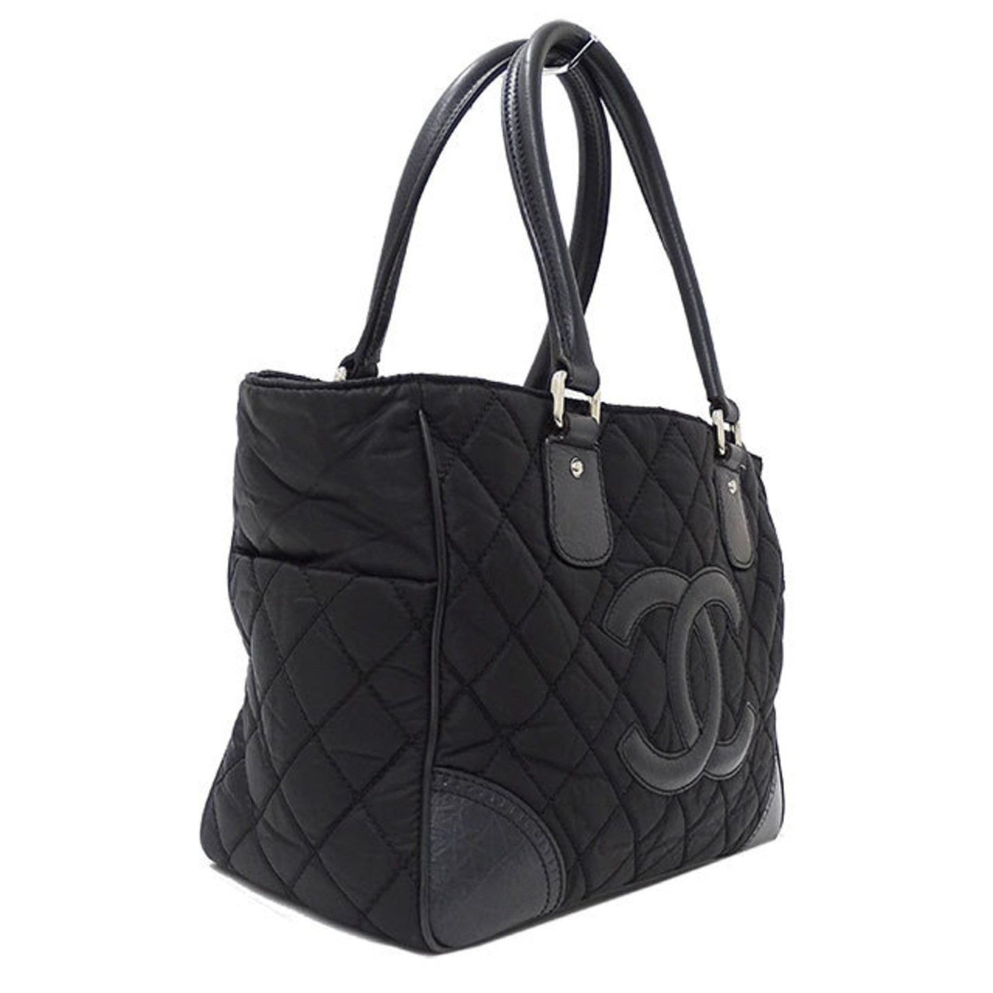 Chanel bag Paris New York line Lady's tote nylon black storing