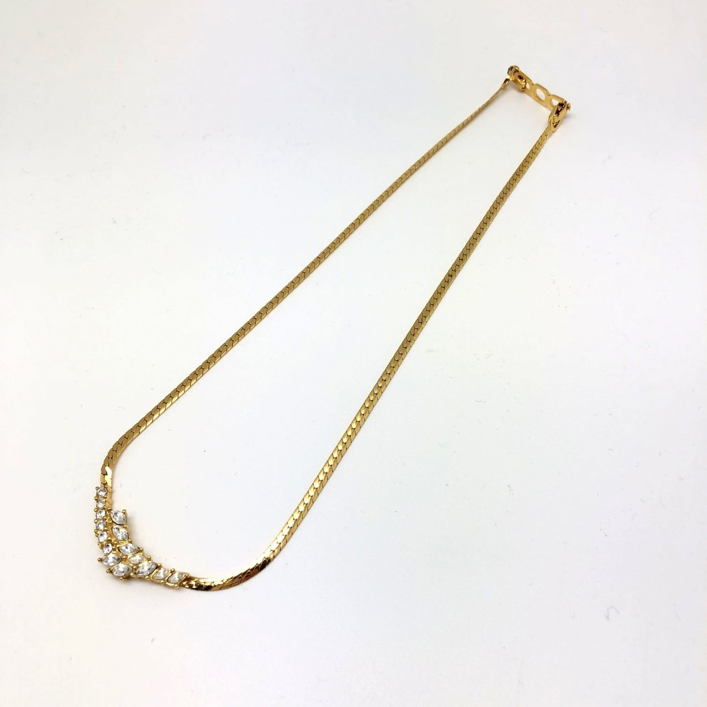 CHRISTIAN DIOR Rhinestone Gold Necklace GLD Women's Accessories Adult Elegant Formal