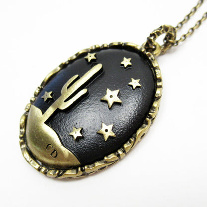 Christian Dior Necklace Pendant Black Gold