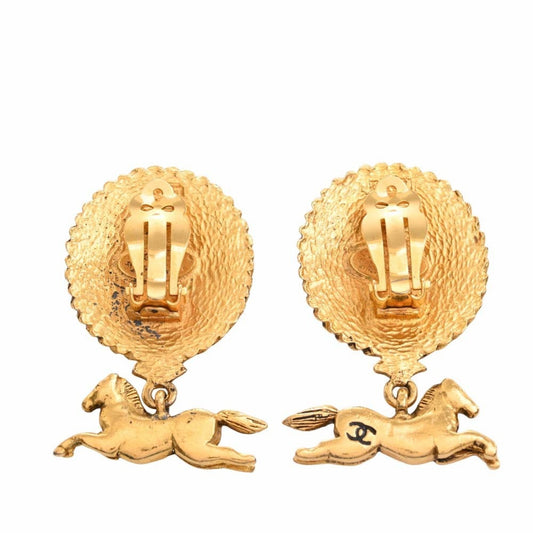 CHANEL horse here mark earrings gold ladies