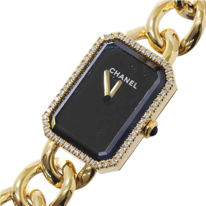 CHANEL CHAMEL Premiere H3259 Ladies Watch Diamond Bezel Black Dial K18YG Yellow Gold Quartz