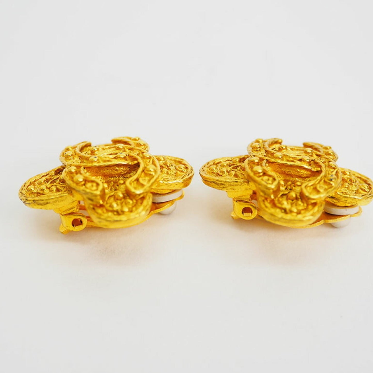 CHANEL Flower Coco Earrings Gold Women's 94A