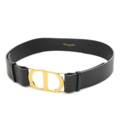 CHRISTIAN DIOR Dior CD Buckle Belt Leather Black Gold Hardware