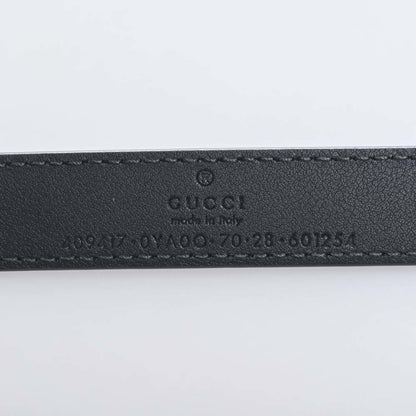 GUCCI Leather Double G Buckle Belt #70/28 409417 Black 83cm Women's