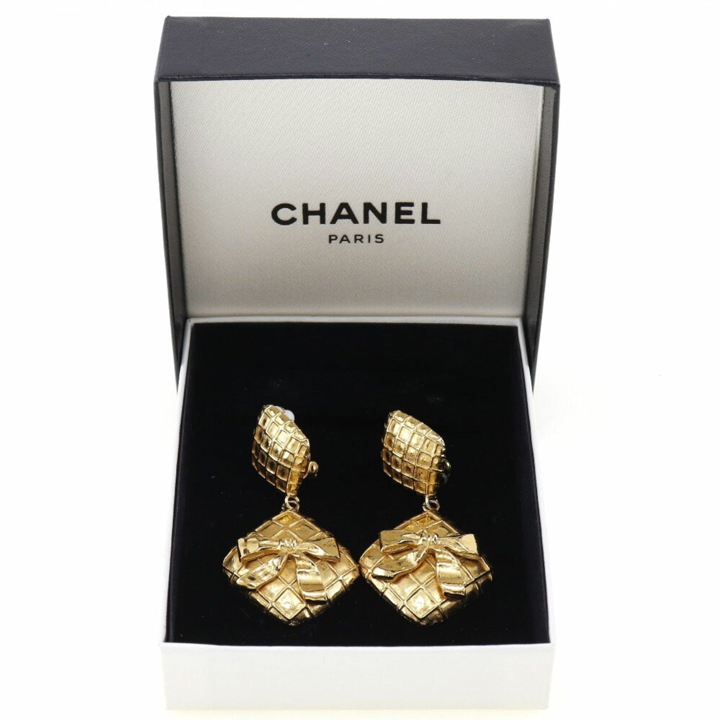 CHANEL Quilted Gold Plated Ladies Earrings