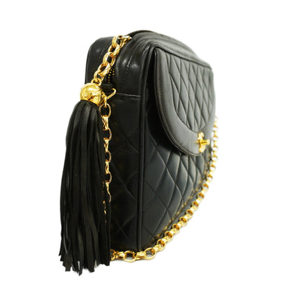 CHANEL   Matelasse Chain Shoulder With Fringes Women's Leather Black