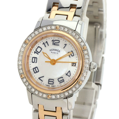 HERMES CP1.222 Clipper Bezel Diamond Watch Stainless Steel/PGPxSS/Diamond Women's