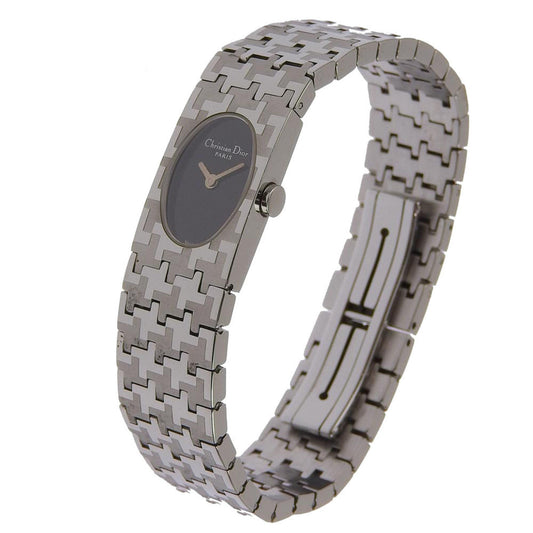 Dior Miss watch D70-100 stainless steel silver quartz analog display ladies black dial