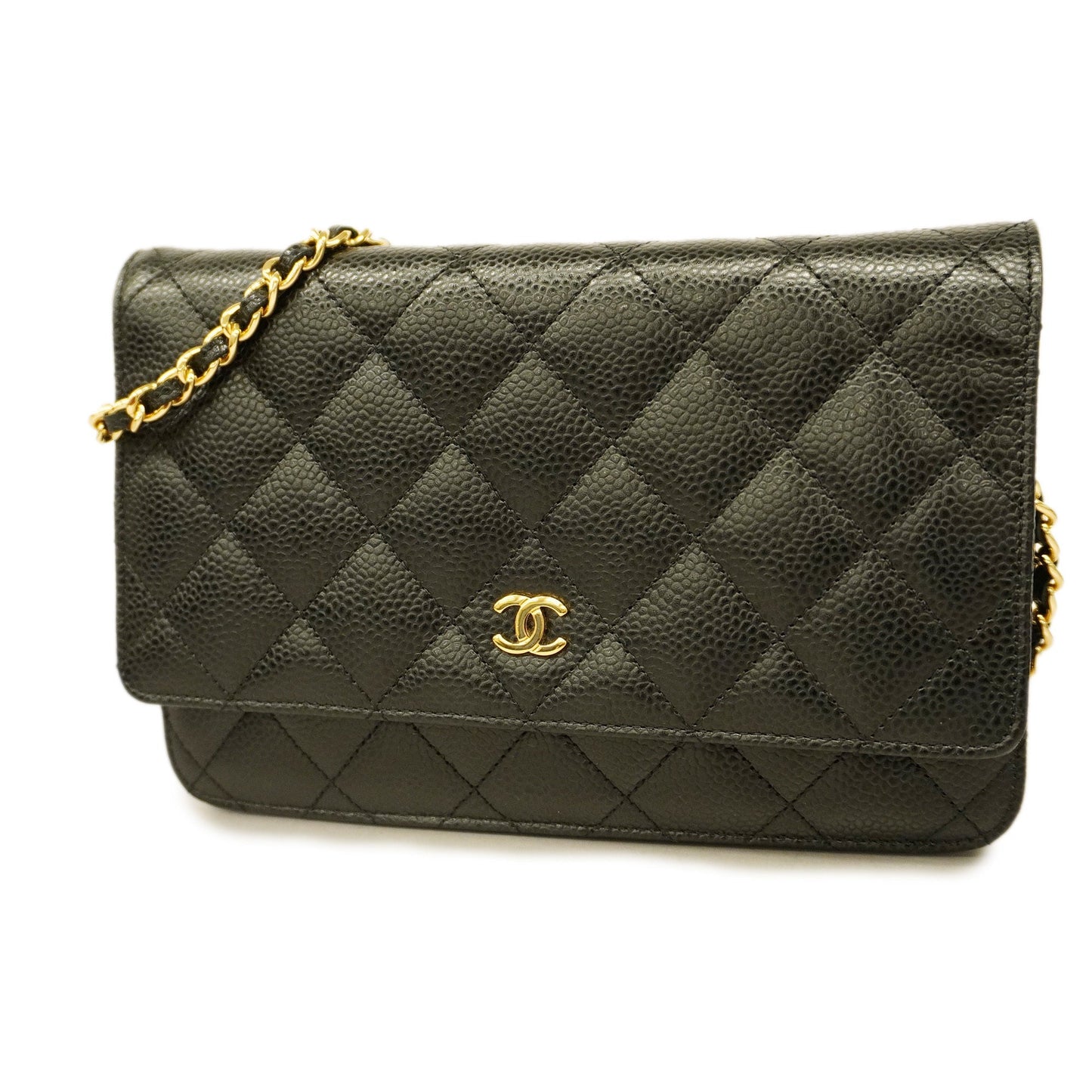 CHANEL   Matelasse Chain Shoulder Gold Hardware Caviar Leather Black