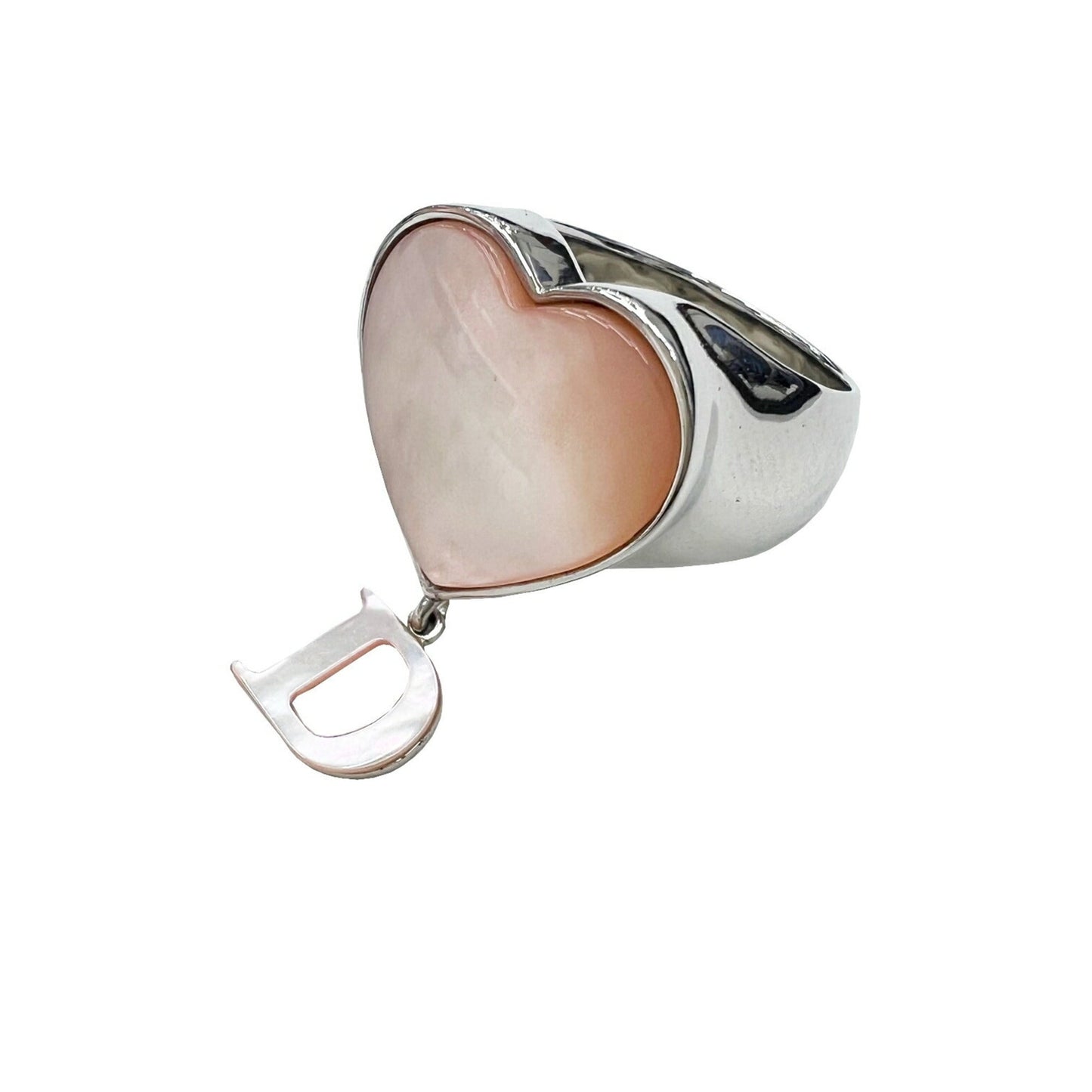 CHRISTIAN DIOR Heart Ring Pink Shell Silver