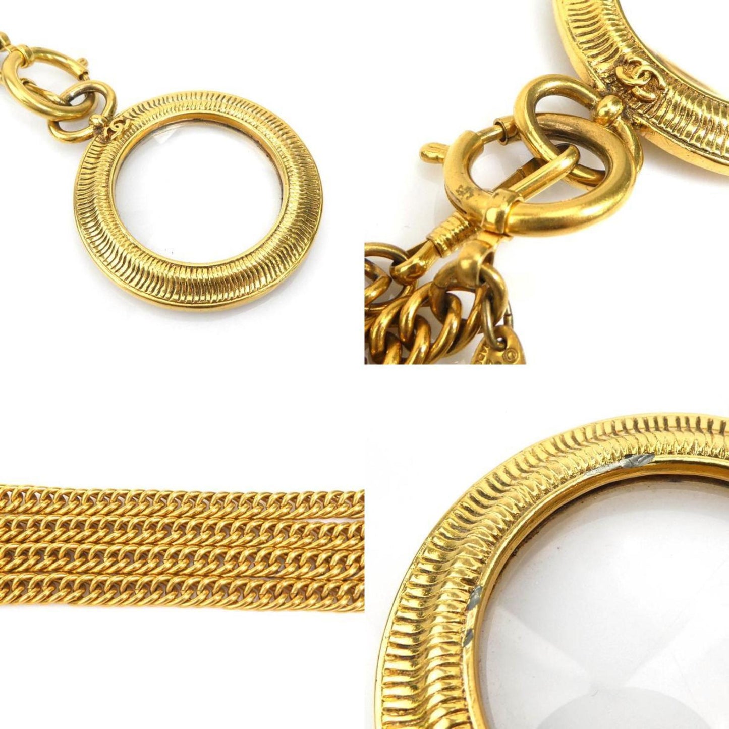 CHANEL Necklace Coco Mark Loupe Pendant Metal Gold Ladies