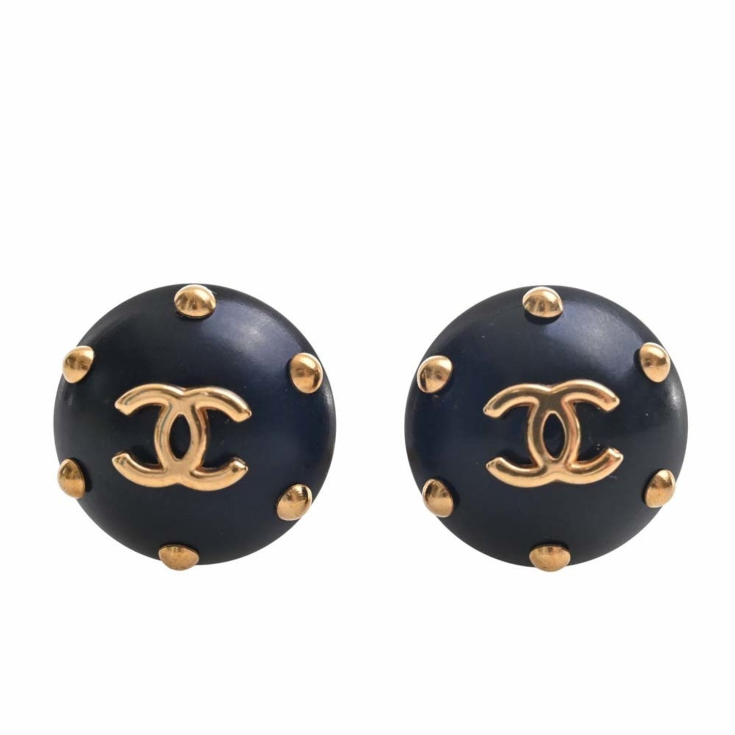 CHANEL Cocomark earrings black ladies