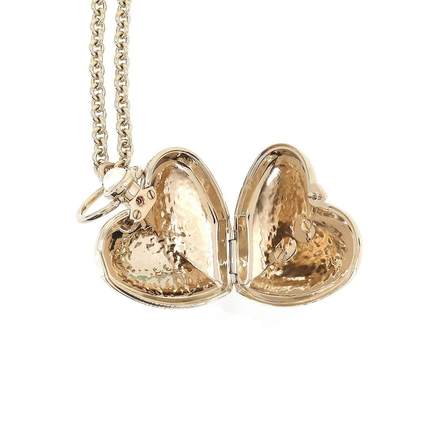 CHANEL Heart Coco Mark Locket Long Necklace Gold B22C Accessories