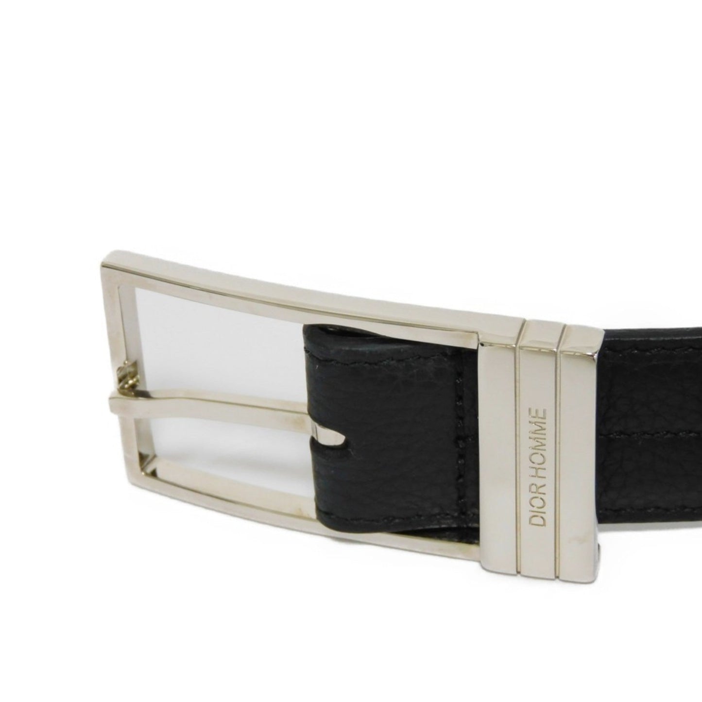 DIOR HOMME Belt DIOR Signature 3mm 90 Grained Calf Black Silver Logo 4173PLTAB_H00N Men's