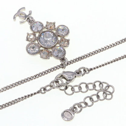 CHANEL Necklace Coco Mark Silver Metal Crystal 09C 2009 Model Stone Ladies