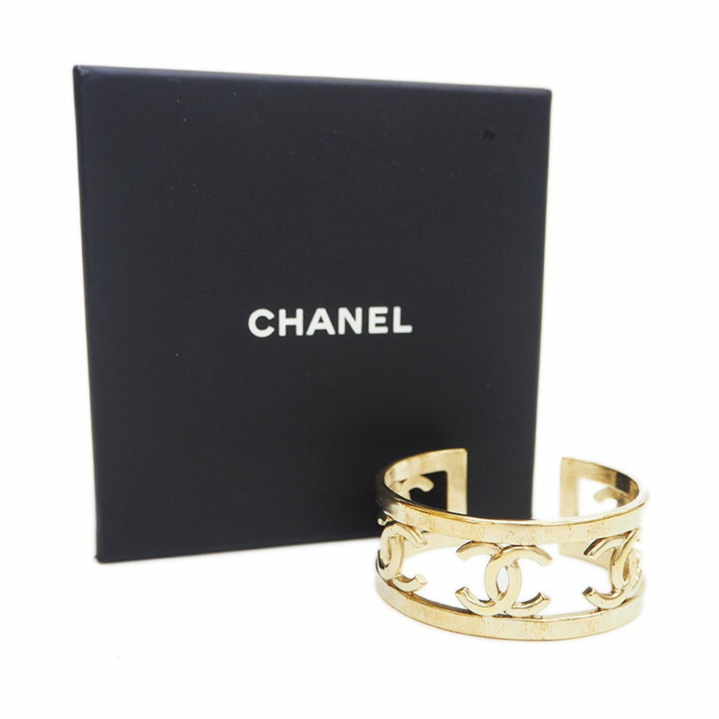 Chanel here mark bangle bracelet light gold B16B ladies