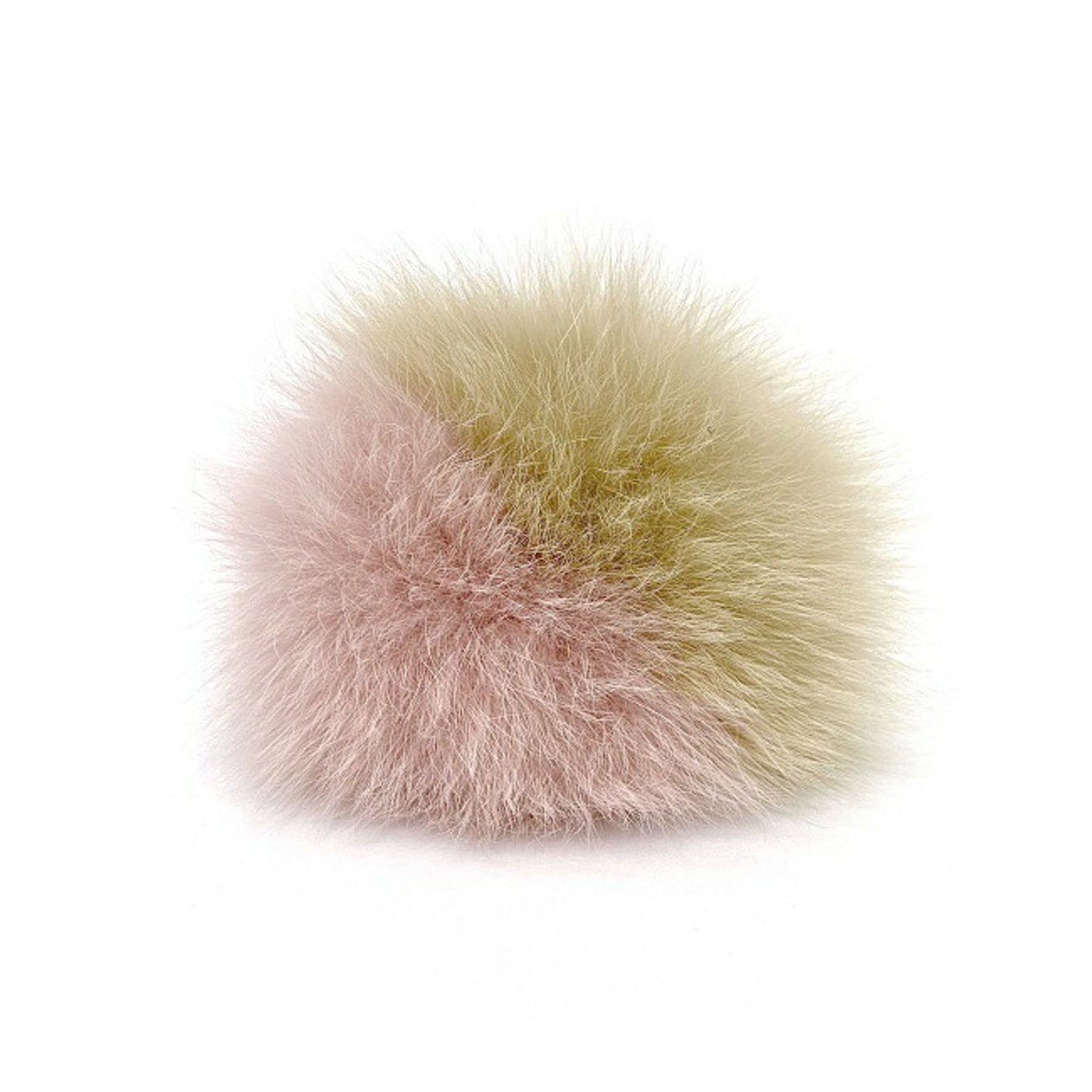 FENDI Charm Pink Beige Gold 7AR259 Fur  Bag Round Key Ring Keychain Women's Pompon Leather Strap