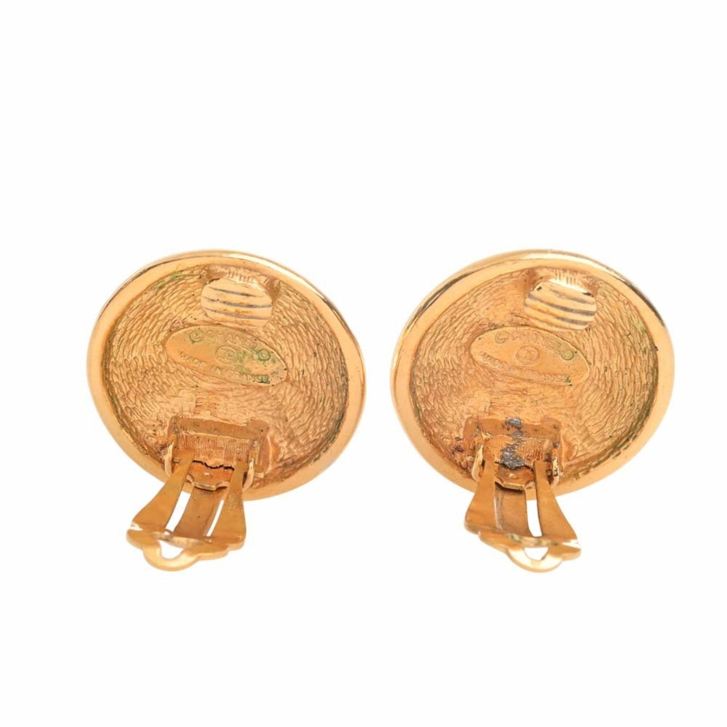 CHANEL Matelasse Coco Mark Round Earrings Gold Women's