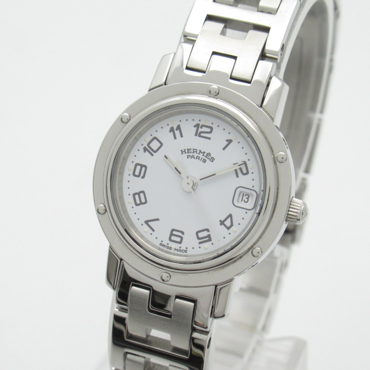 HERMES Clipper Wrist Watch Watch Wrist Watch CL4.210 Quartz White Stainless Steel