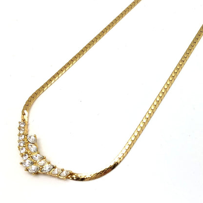 CHRISTIAN DIOR Rhinestone Gold Necklace GLD Women's Accessories Adult Elegant Formal