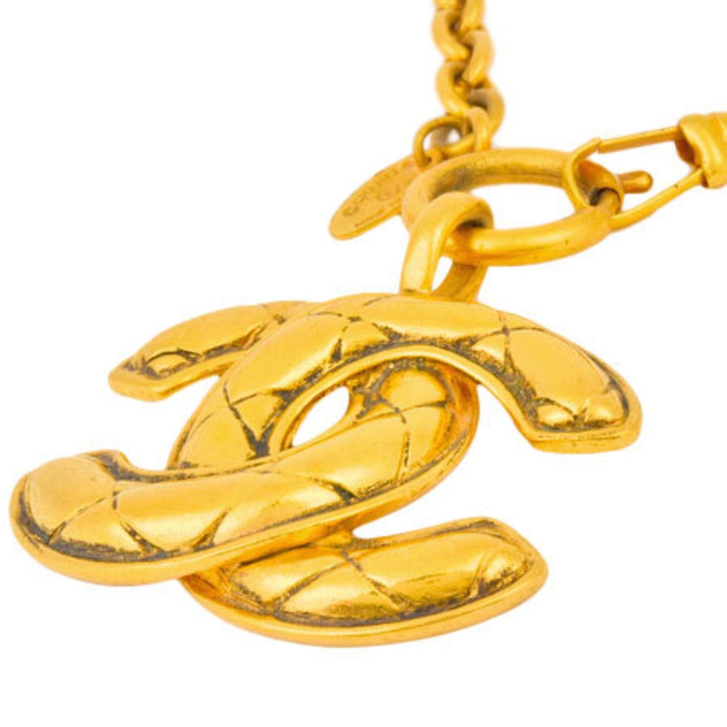 Chanel here mark necklace metal gold 3859