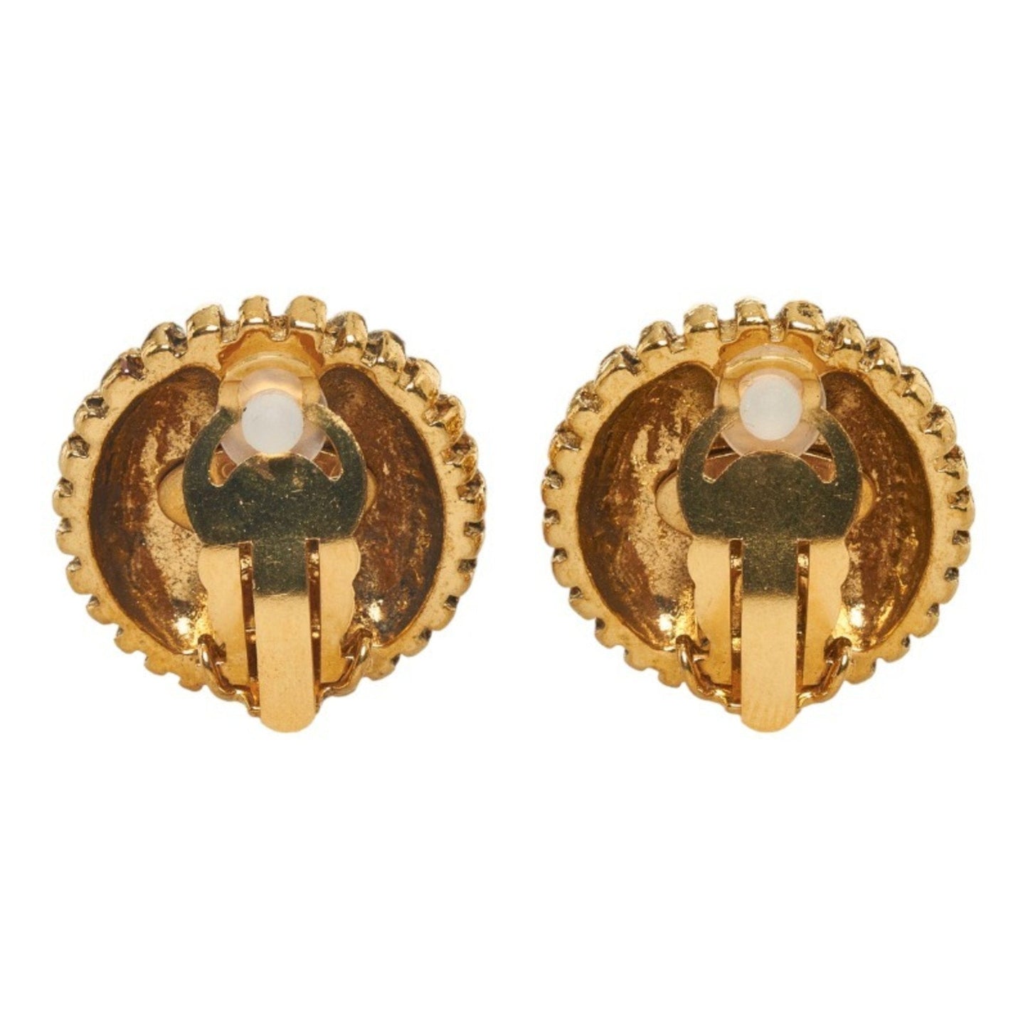 CHANEL coco mark round earrings gold plated ladies