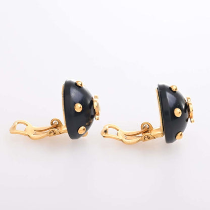 CHANEL Cocomark earrings black ladies