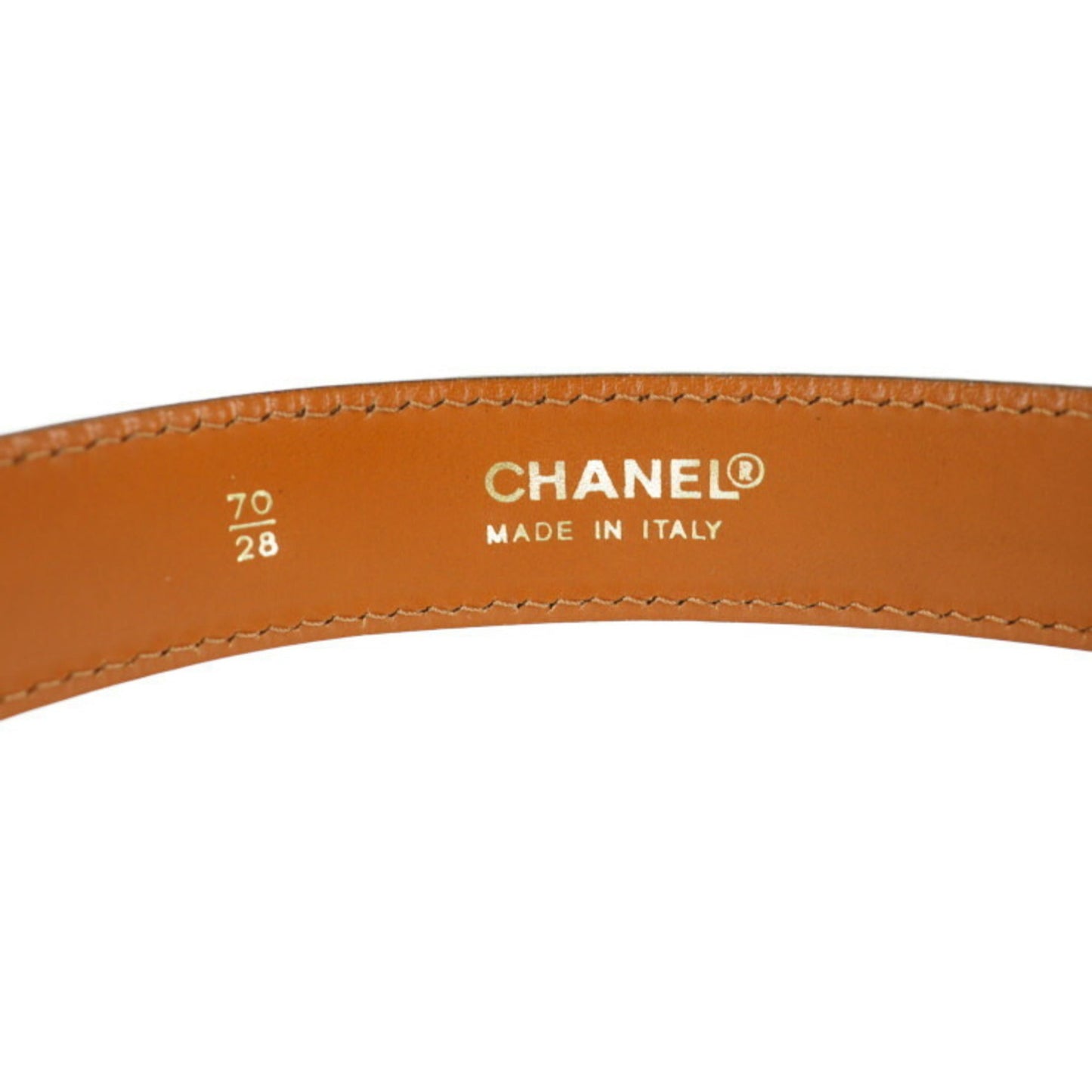 CHANEL camel belt notation size 70/28 leather brown