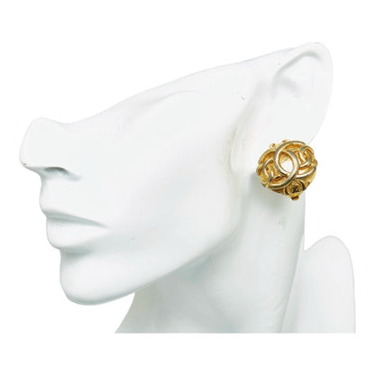 CHANEL coco mark earrings gold plated ladies