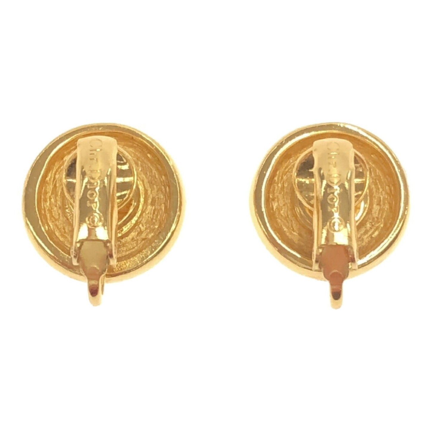 CHRISTIAN DIOR Logo Earrings Gold Stone Small Black Women's Accessories