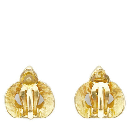 CHANEL Coco Mark Heart Motif Earrings Gold Plated Women's