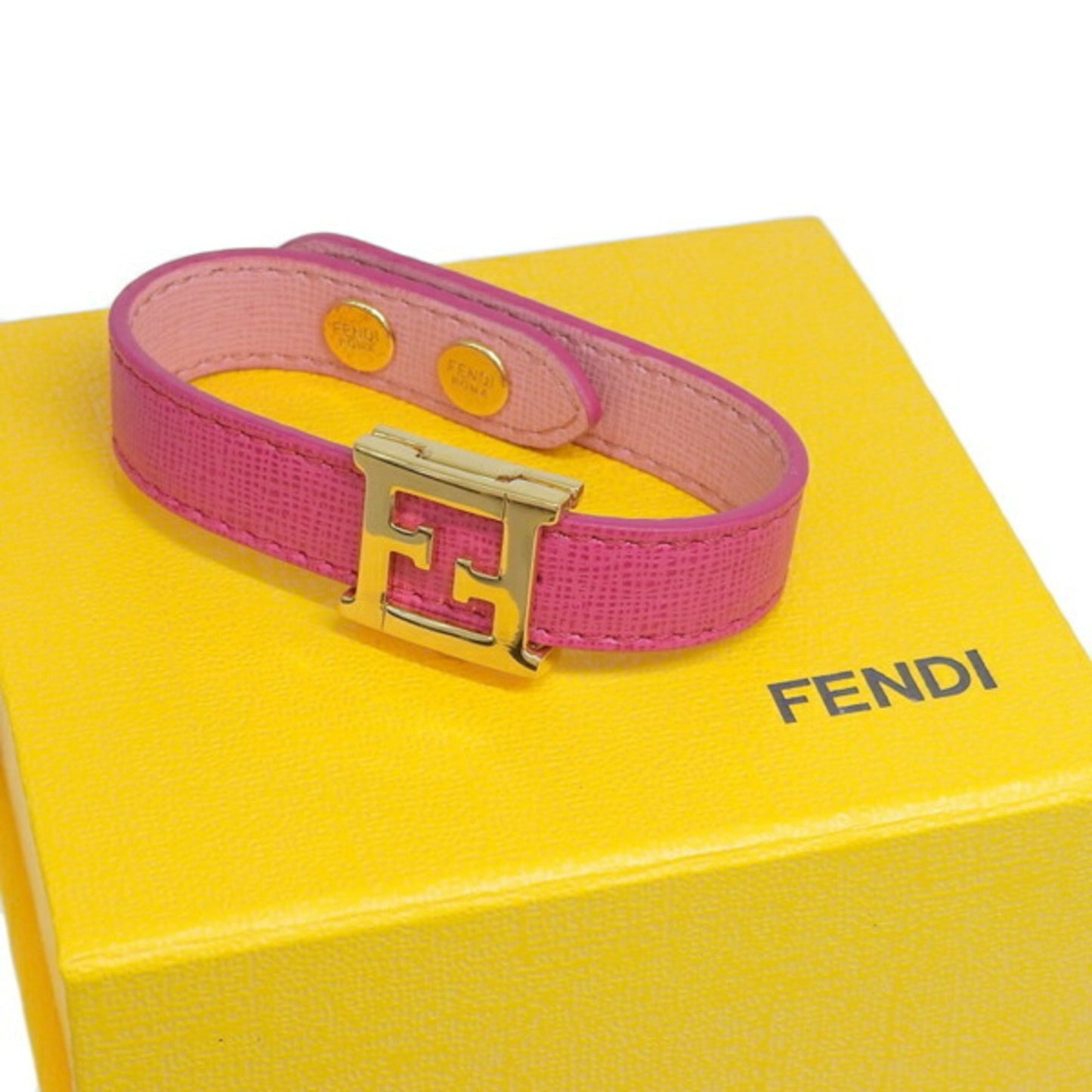 FENDI Leather FF Logo Bracelet 8AG408 Pink Ladies