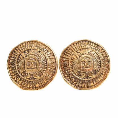 CHANEL Cocomark round earrings gold ladies