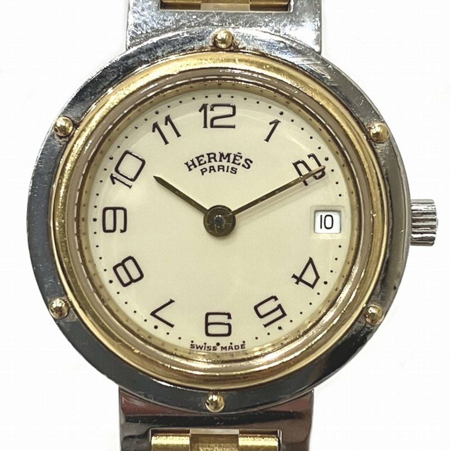 HERMES Clipper Quartz Ivory Dial Watch Ladies