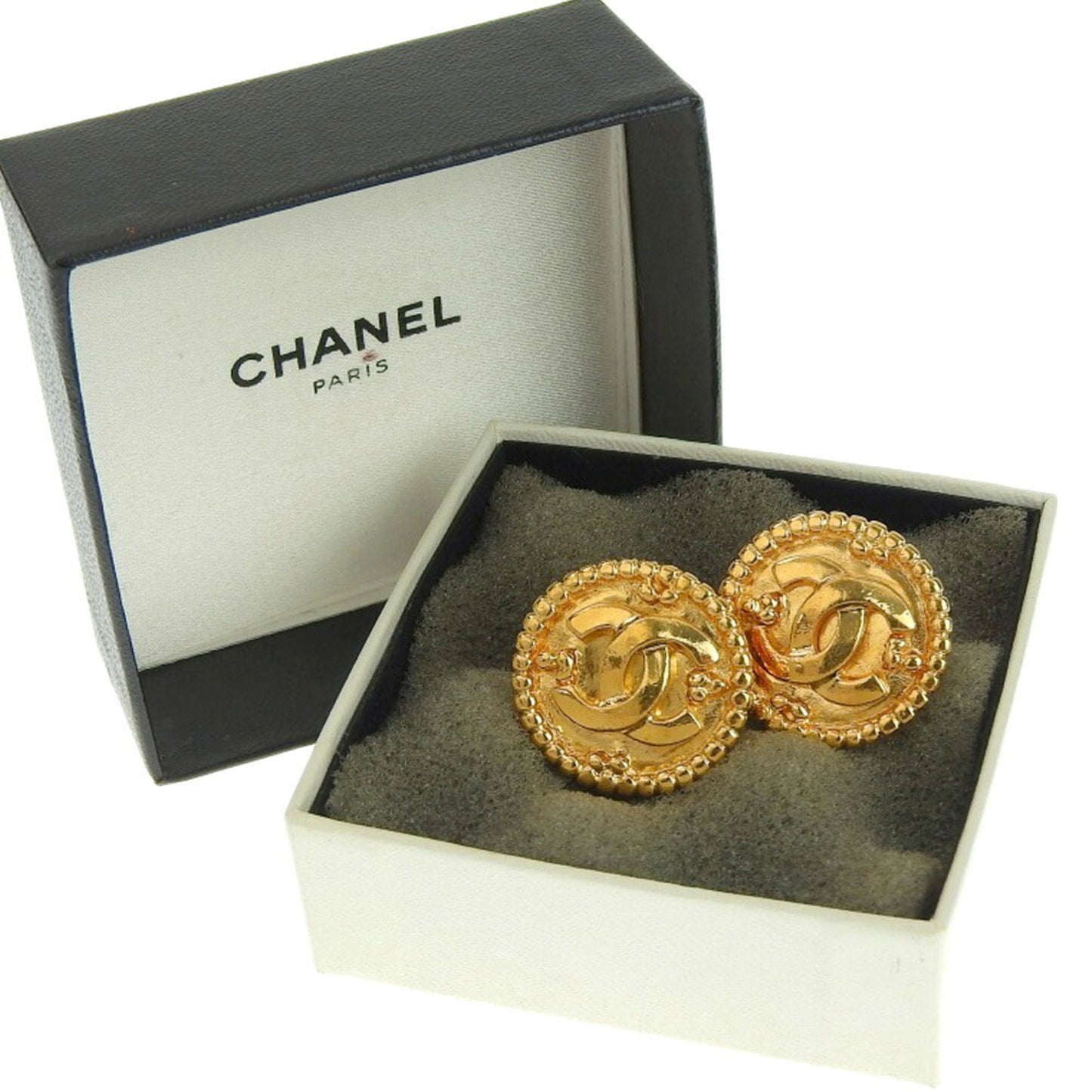 Chanel here mark logo earrings antique vintage 96A