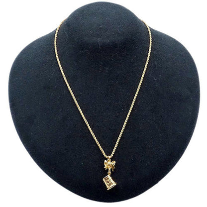 Christian Dior necklace Lady's ribbon gold pendant