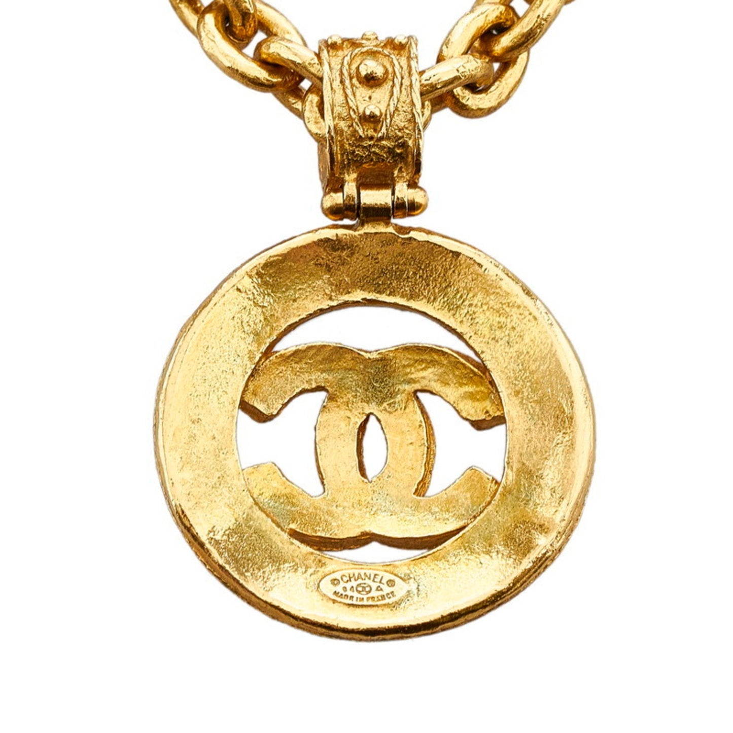 CHANEL coco mark round necklace gold plated ladies